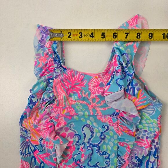 Lilly Pullitzer Lisa One-Piece Swimsuit Girls Sz 8 Pink Blue Beach Swim Wear - Picture 5 of 8